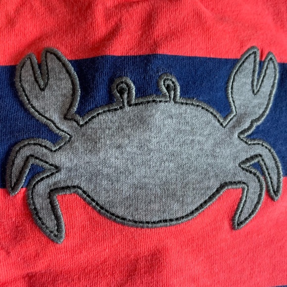 Carter’s Neon Orange & Navy Striped Crab Romper - Picture 4 of 5